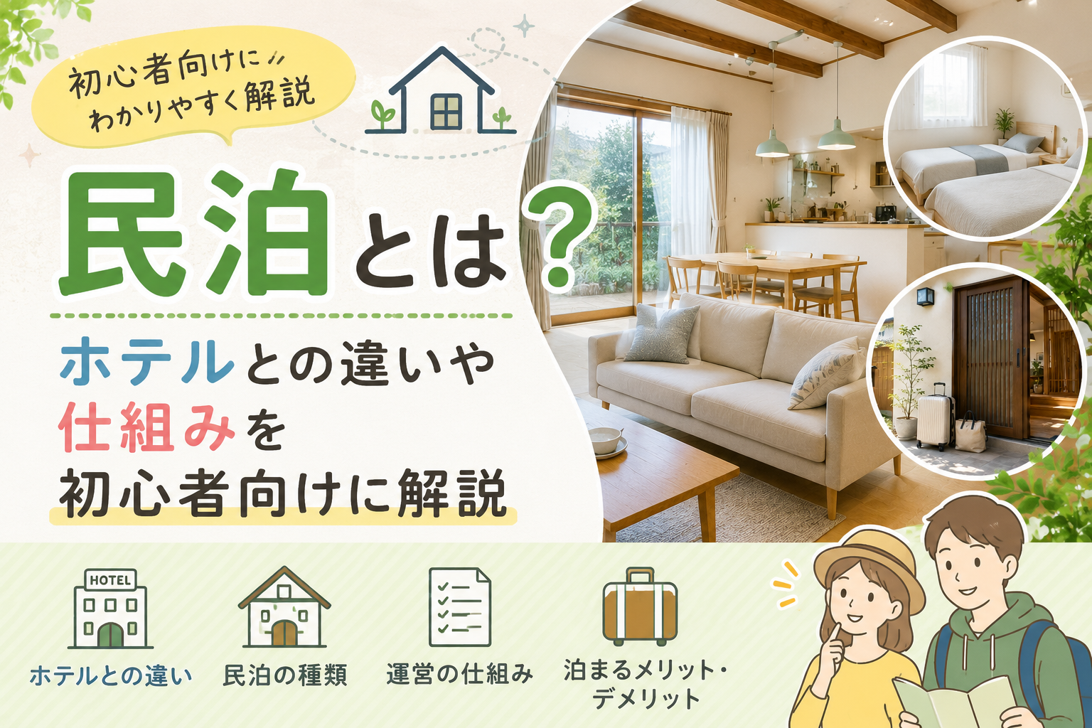 民泊とは？ホテルとの違いや仕組みを初心者向けにわかりやすく解説